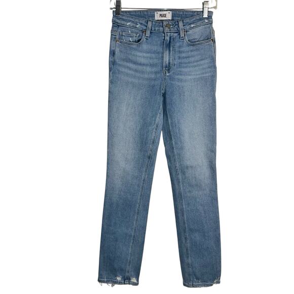 Paige Denim - Paige Cindy Distressed Skinny Jeans Light Wash Stretch Denim Size 25